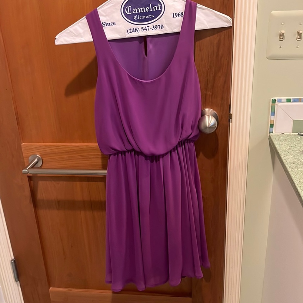 Purple chiffon mini dress